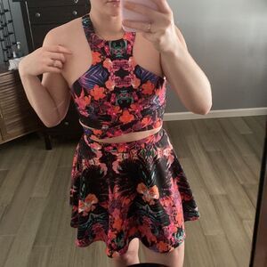 NBD Floral Skater Skirt Set